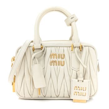 MIU MIU Nappa Matelasse Arcadie Bauletto White.